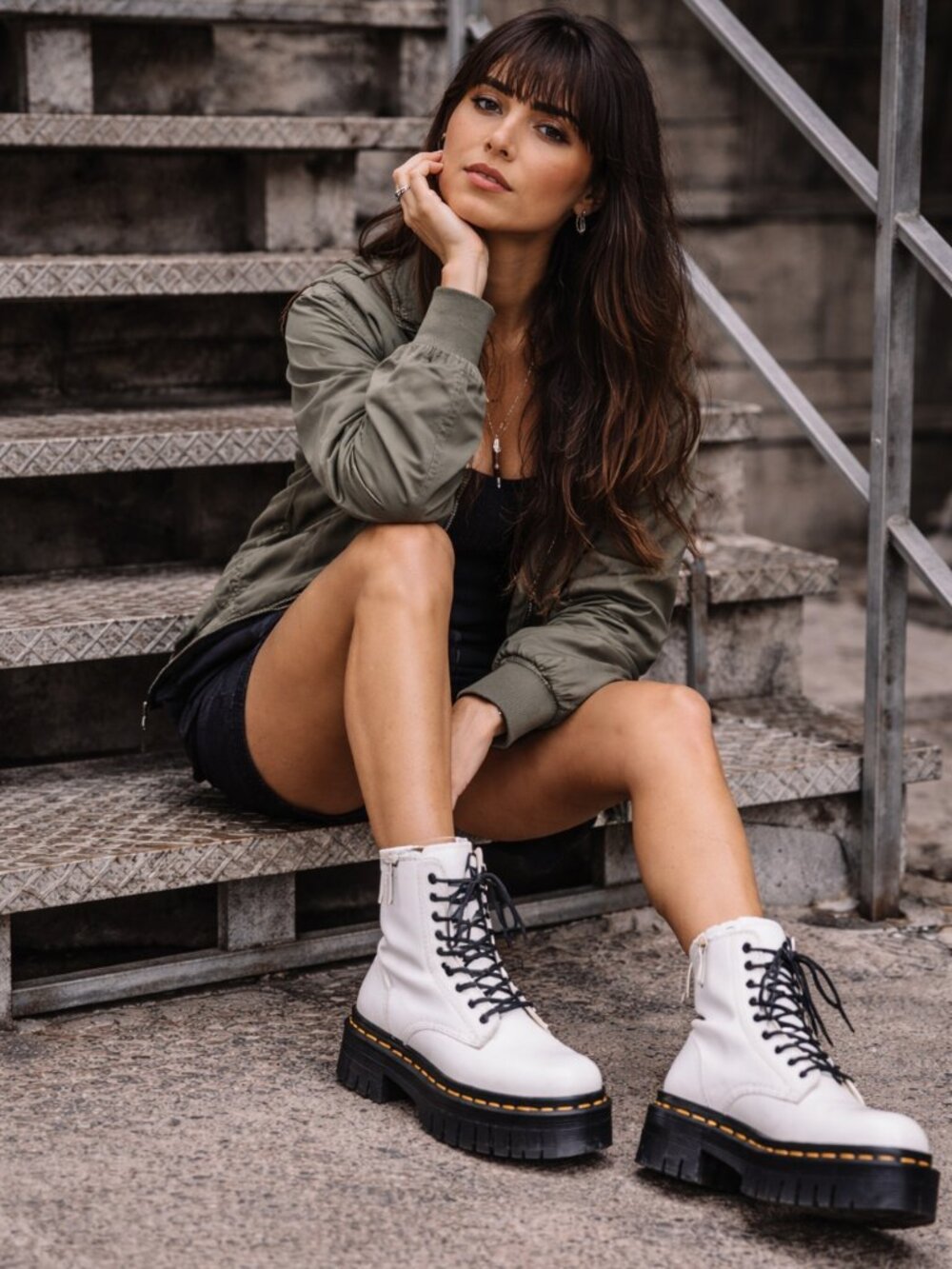 Dr Martens Audrick Platform Boots White Leather Lace Up US 7